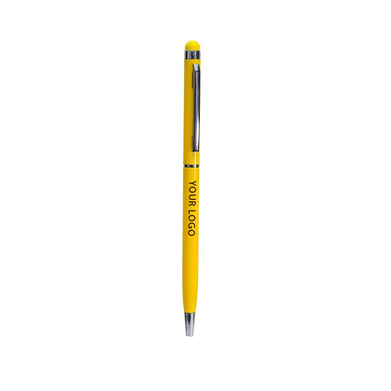 Metal Slim Pen - Yellow Color With Sliver Plated Clip & Tip